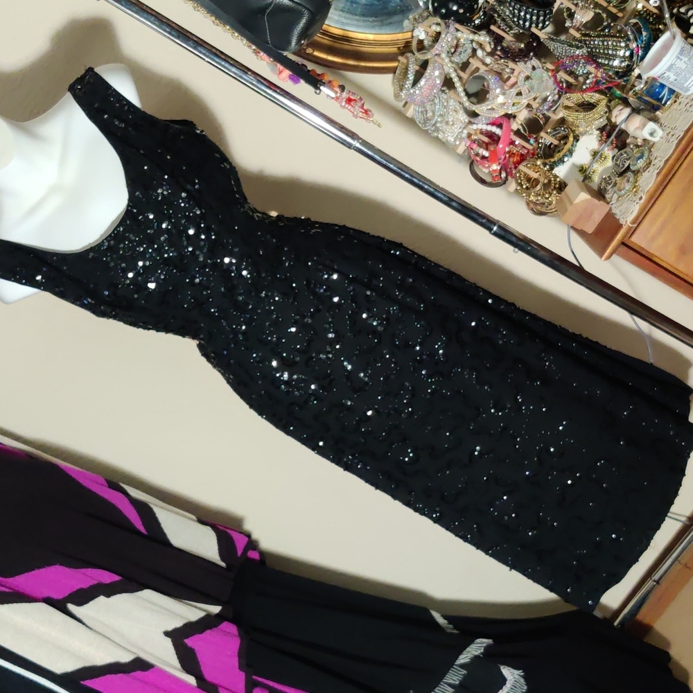 Vintage wounded little black dress sequined - Picture 1 of 6